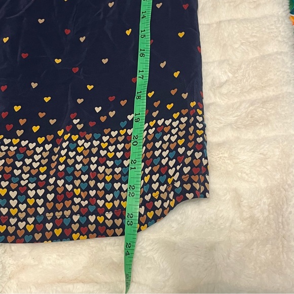 Boutique Bel Air M 100% Silk Blue Multicolor Heart Casual Dressy Maximalist Top - Picture 4 of 9